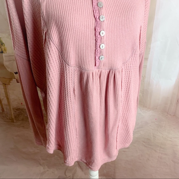Free People Pink Leo Hensley Waffle Thermal - Picture 8 of 10